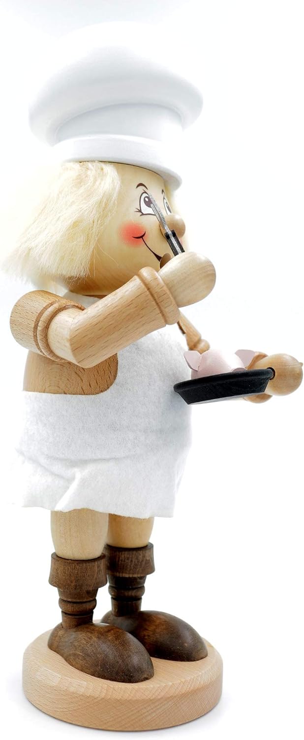 Kuhnert - Original Erzgebirgische Holzkunst Räuchermann Räucherfigur Wichtel 34cm - Koch, Koch
