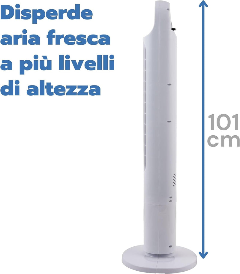 ARDES - Säulenventilator, Turmhöhe 100 cm, mit automatischer Oszillation, mit Fernbedienung und digi