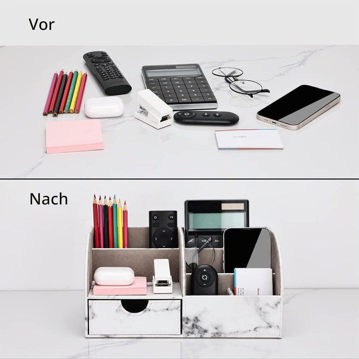 KINGFOM Büro Zubehör Schreibtisch, büroset schreibtisch set (Halb Pu-grauer Marmor), Marmor