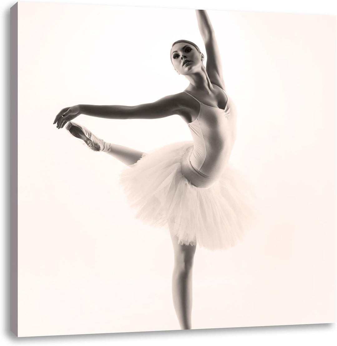 Pixxprint Ästhetische Ballerina Schwarz/Weiss, Format: 70x70 auf Leinwand, 70x70