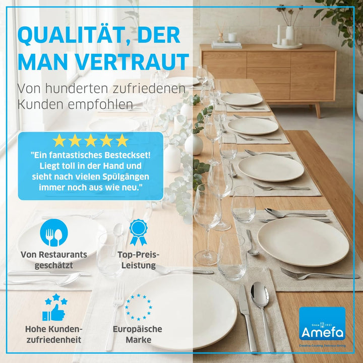 Amefa Fresh Besteckset 6 Personen, Besteck Set 30-teilig, Edelstahl Rostfrei, Besteck Spülmaschinenf
