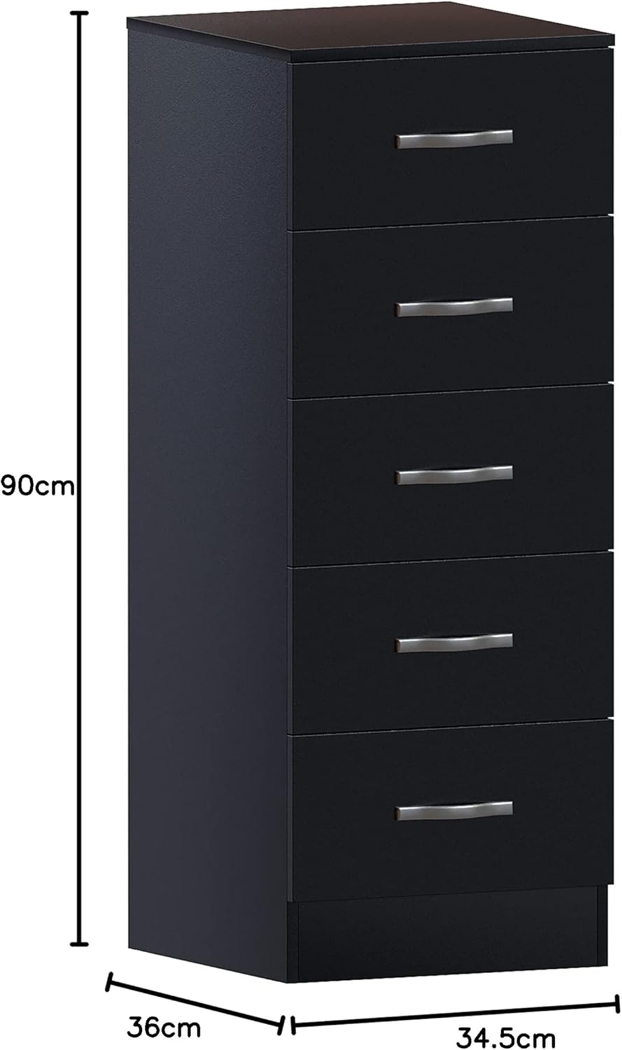 Vida Designs Brust Schmale Kommode, Schwarz, 36D x 34.5W x 90H centimetres, Schwarz