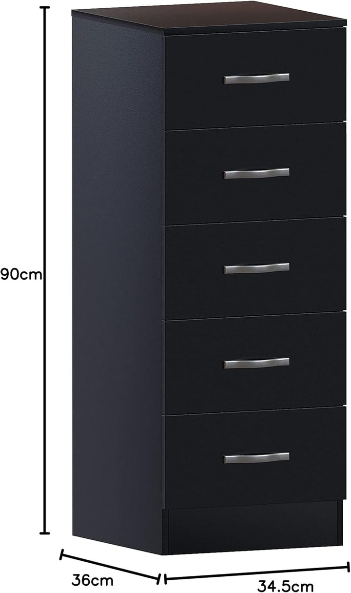 Vida Designs Brust Schmale Kommode, Schwarz, 36D x 34.5W x 90H centimetres, Schwarz