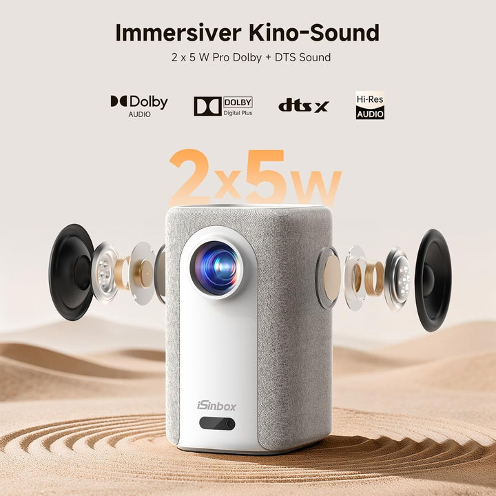 Beamer 4K mit Netflix, iSinbox 1200ANSI 4K Heimkino & Outdoor kurzdistanz Beamer, Smart projektor mi