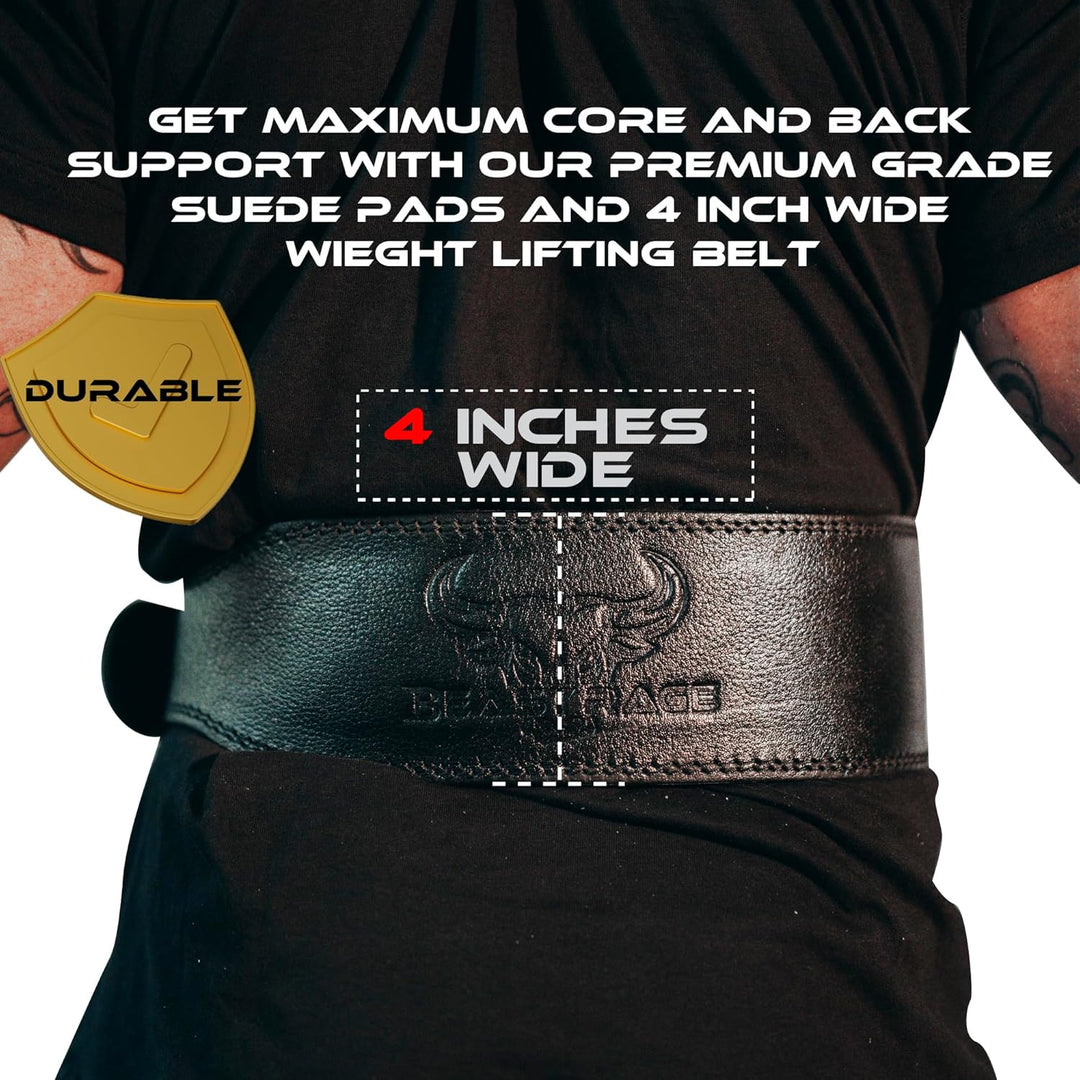 BEAST RAGE Gewichthebergürtel für Männer und Frauen, Leder-Gürtel für Gewichtheben, 10,2 cm gepolste