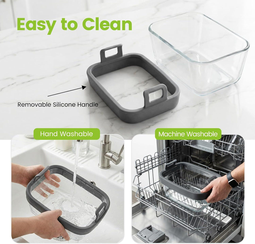 Glas Auflaufform für Airfryer mit Silikongriffen – Heissluftfritteuse Zubehör passend für Ninjia AF4