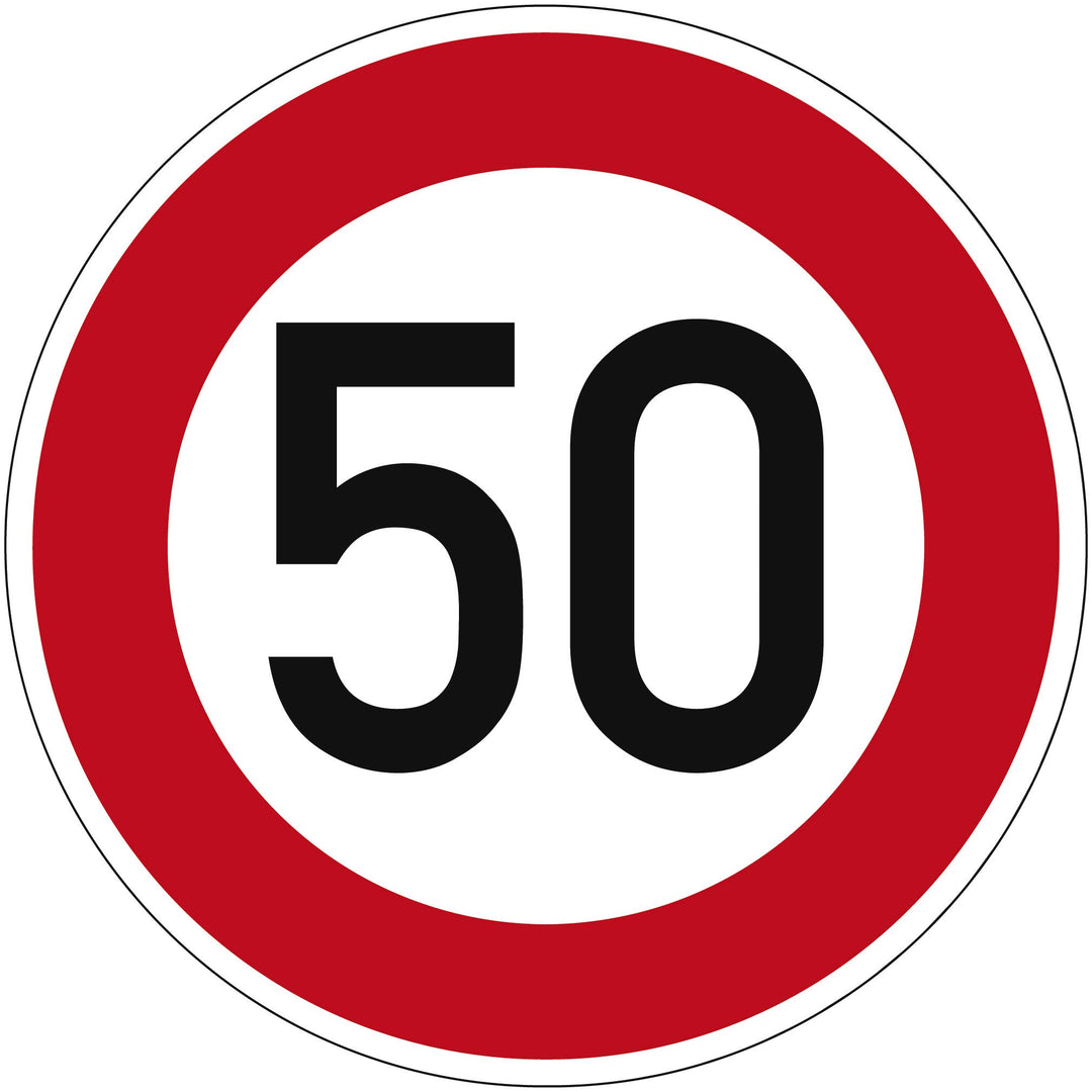 Verkehrszeichen Zulässige Höchstgeschwindigkeit 50 Nr. 274-50 | Ø 420mm, Alu 2mm, RA1 | Original Ver