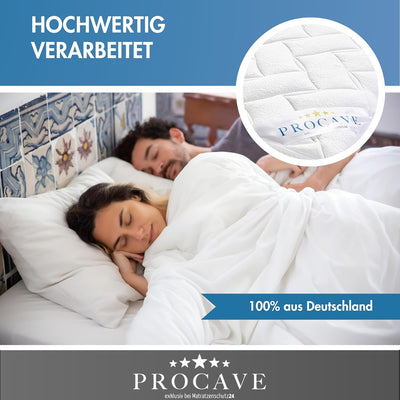 PROCAVE Matratzenauflage AloeVera versteppt, Matratzenschoner mit 4-Eckgummis, Matratzen-Spannauflag