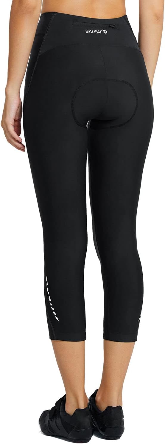 BALEAF Damen 3/4 Radlerhose Kurz Radhose Atmungsaktiv Fahrradhose Gepostert S 1-schwarz, S 1-schwarz
