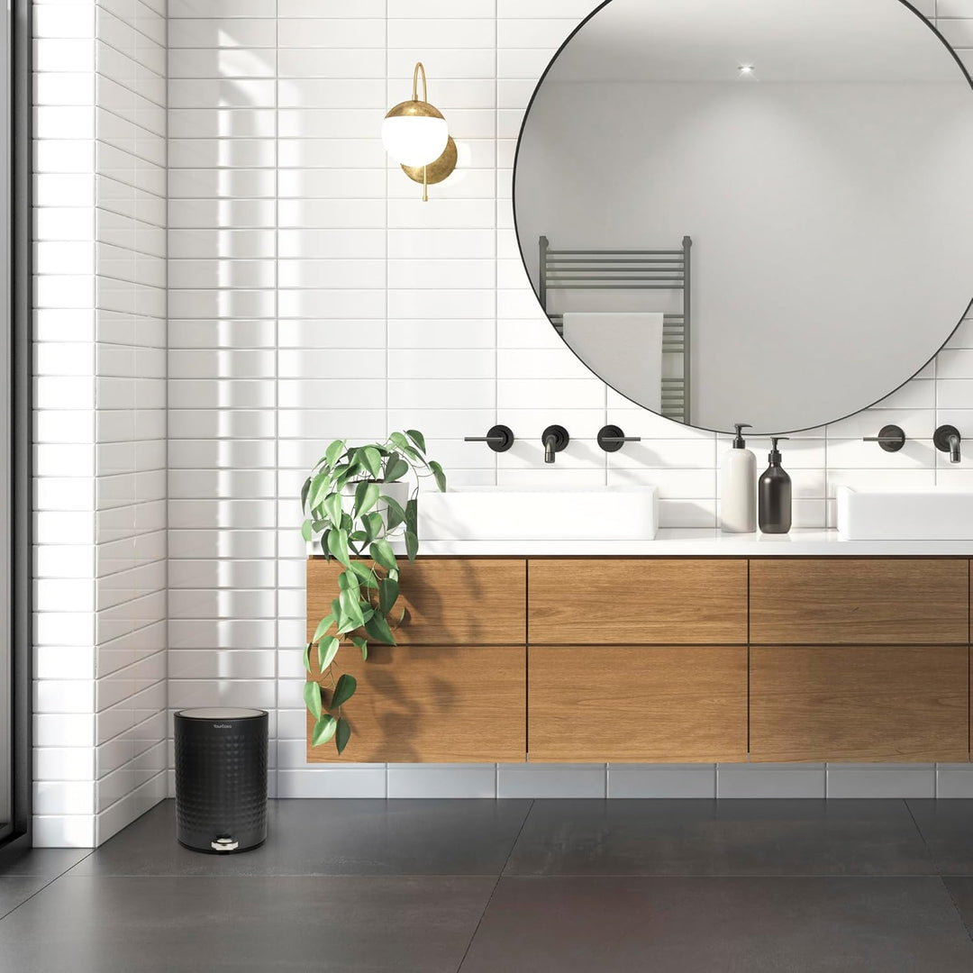 YourCasa Mülleimer Bad 5L aus Edelstahl [Pyramiden Effekt] für Badezimmer und Wohnbereich - Kosmetik