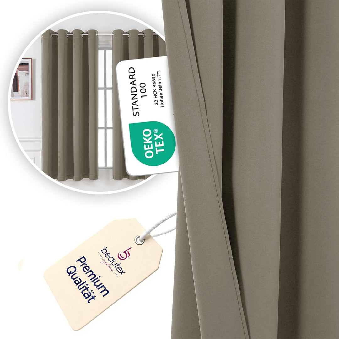 BEAUTEX Verdunkelungsgardine mit Ösen, Blackout Ösenschal Blickdicht abdunkelnd, Grösse und Farbe wä
