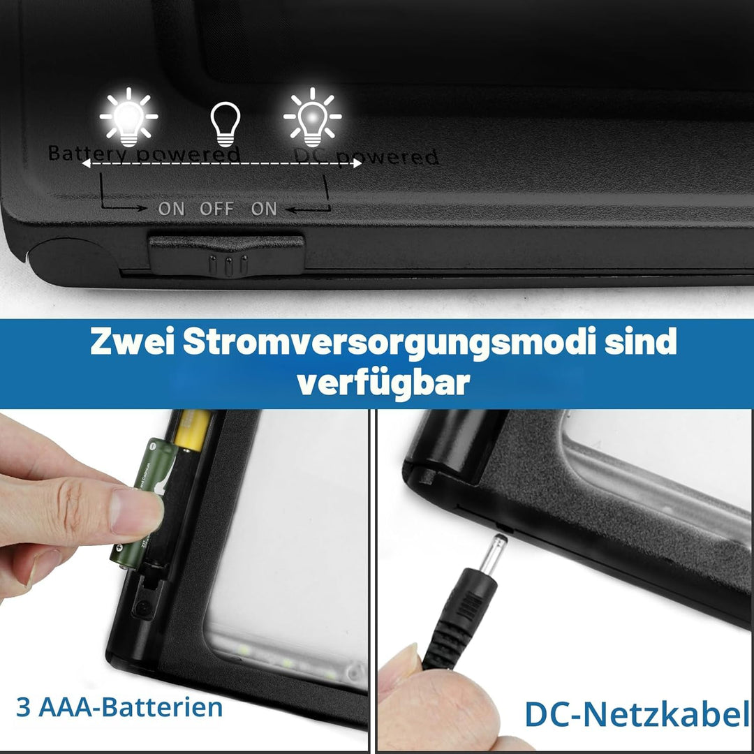 NZQXJXZ 5X Leselupe mit Licht für Senioren Gross, Lupe mit Licht und Ständer, Dimmbare Lesehilfe mit