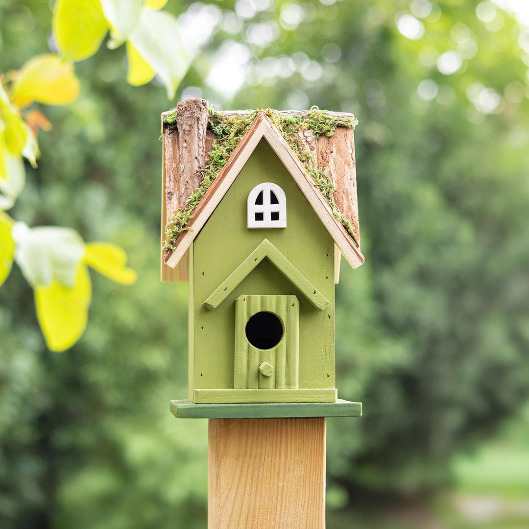 MEKKAPRO Rustikales handgefertigtes Vogelhaus aus Holz mit natürlichen Details - Einladendes Gartens