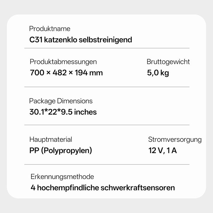 UBPET C31 Katzenklo Selbstreinigend,Offene Selbstreinigende Katzentoilette mit APP-Steuerung,Desodor