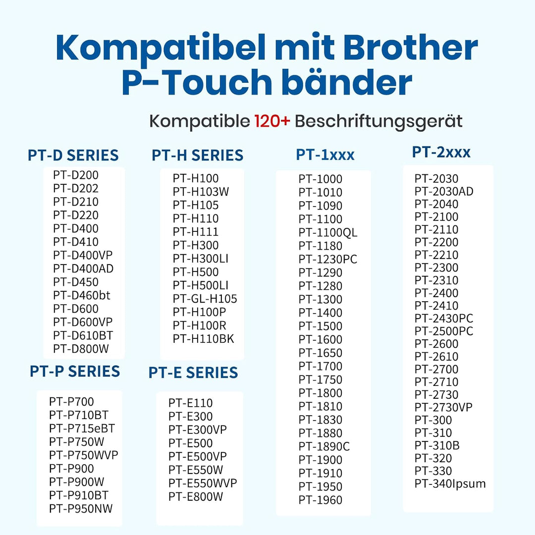 TZe-231 12mm Label Tape PT-H105 bänder TZe 231 Schriftbänder Kompatibel for Brother p-touch bänder 1