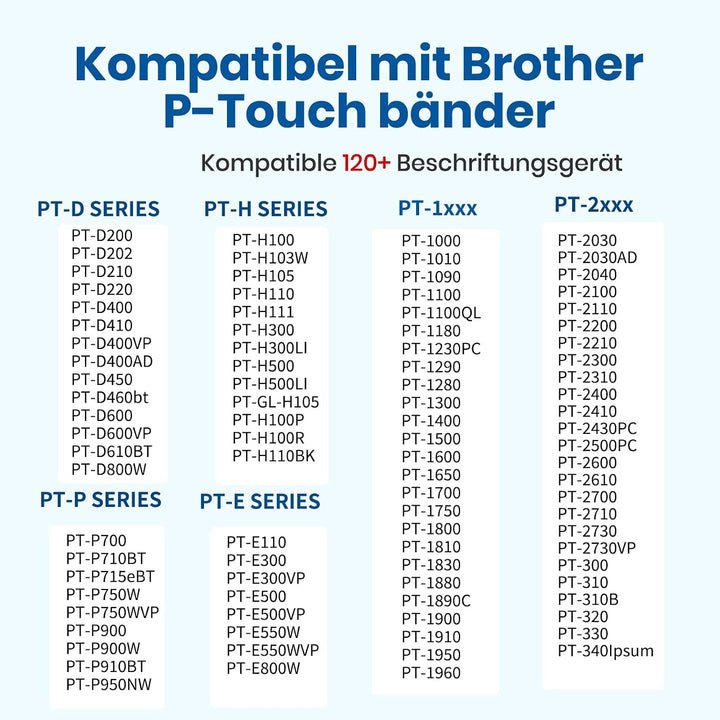 TZe-231 12mm Label Tape PT-H105 bänder TZe 231 Schriftbänder Kompatibel for Brother p-touch bänder 1
