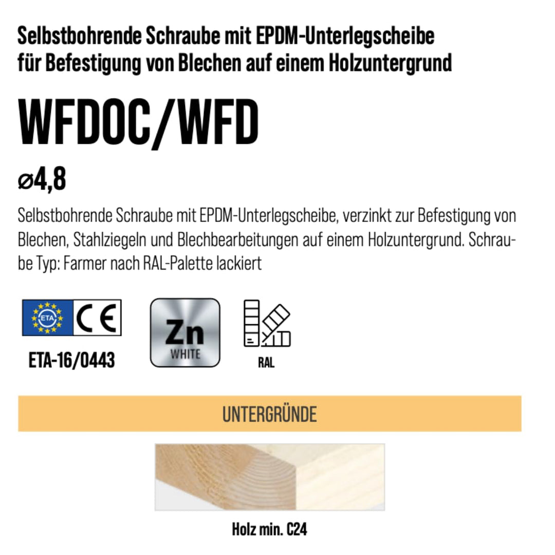 Bohrschrauben 4,8 х 25 mm 250 Stück RAL: 3011 - Braunrot - Trapezblechschrauben - 03130125