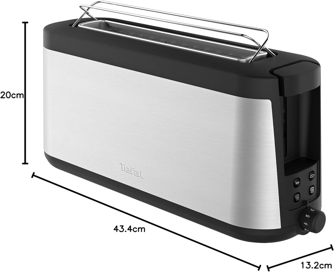 Tefal Element Langschlitz-Toaster TL4308 | 7 Bräunungsstufen | 1000 Watt | Integrierter Brötchenaufs