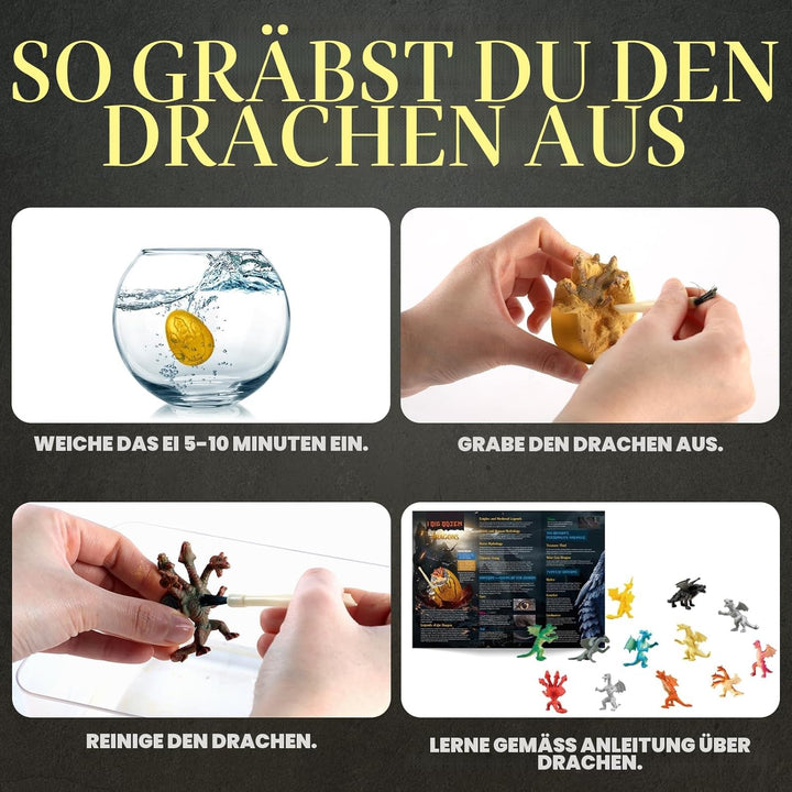 Grabset für Kinder Gold Drachenei Ausgrabungsset für Kinder - 12-Drachenspielzeug Ausgraben - Experi