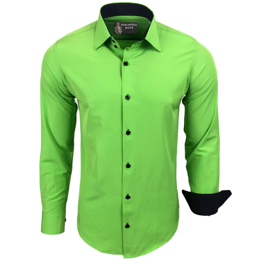 Subliminal Mode Herren Klassisches Hemd S Grün, S Grün