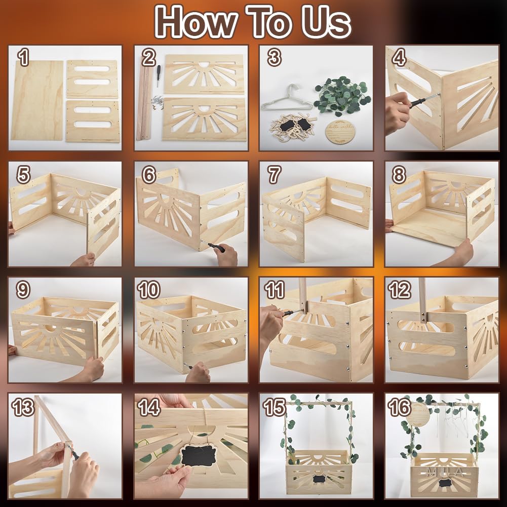 UNICRAFTALE Babyparty Kiste Aus Holz Aufbewahrungsbox Für Babys Mit 8 Kleiderbügel Geschenkkorb Für