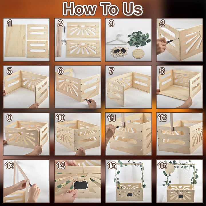 UNICRAFTALE Babyparty Kiste Aus Holz Aufbewahrungsbox Für Babys Mit 8 Kleiderbügel Geschenkkorb Für