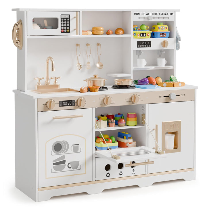 Xilingol Kinderküchen aus Holz, Spielküche Kinder mit Licht und Soundeffekten, Geeignet für Kinder a