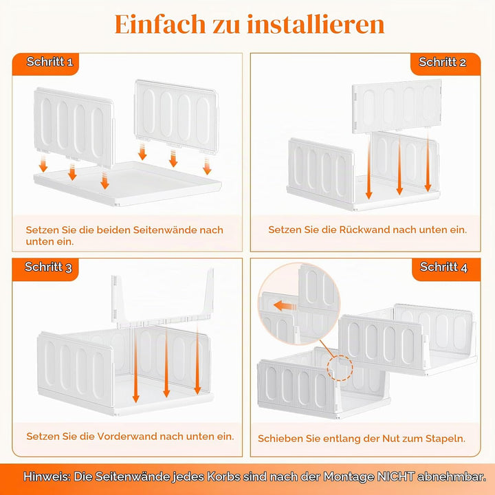 Lifewit 8er Set Stapelbare Kleiderschrank Organizer, Ausziehbar Kunststoff Ordnungssystem für Schran