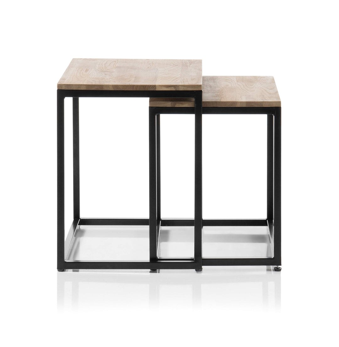 Robas Lund Couchtisch Beistelltisch, Schwarz, 50x40 cm und 45x37 cm 50x40cm und 45x37cm, 50x40cm und