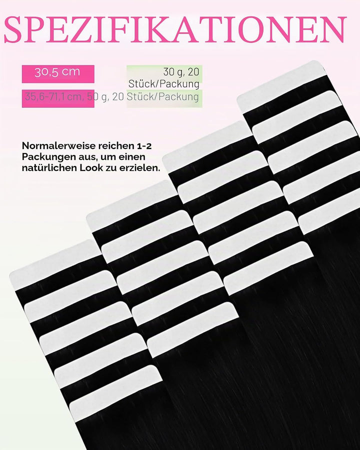 YoungSee Echthaar Extensions Tape Schwarz Tape Extensions Echthaar Schwarz Tape in Extensions Echtha