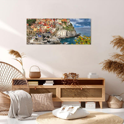 Wandbilder Dekoration Wohnzimmer Italien küste felsen landschaft Panorama Bilder auf Leinwand 120x50