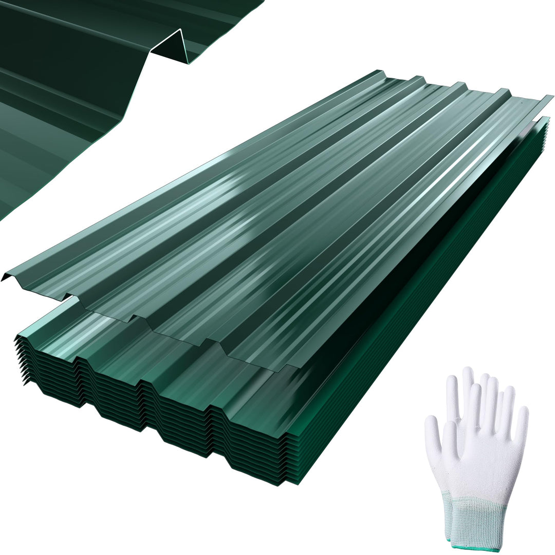 FIVMEN 12x Trapezblech 1295x450mm Verzinkt Dachblech Wellblechplatten für Dach mit Handschuhe und Sc