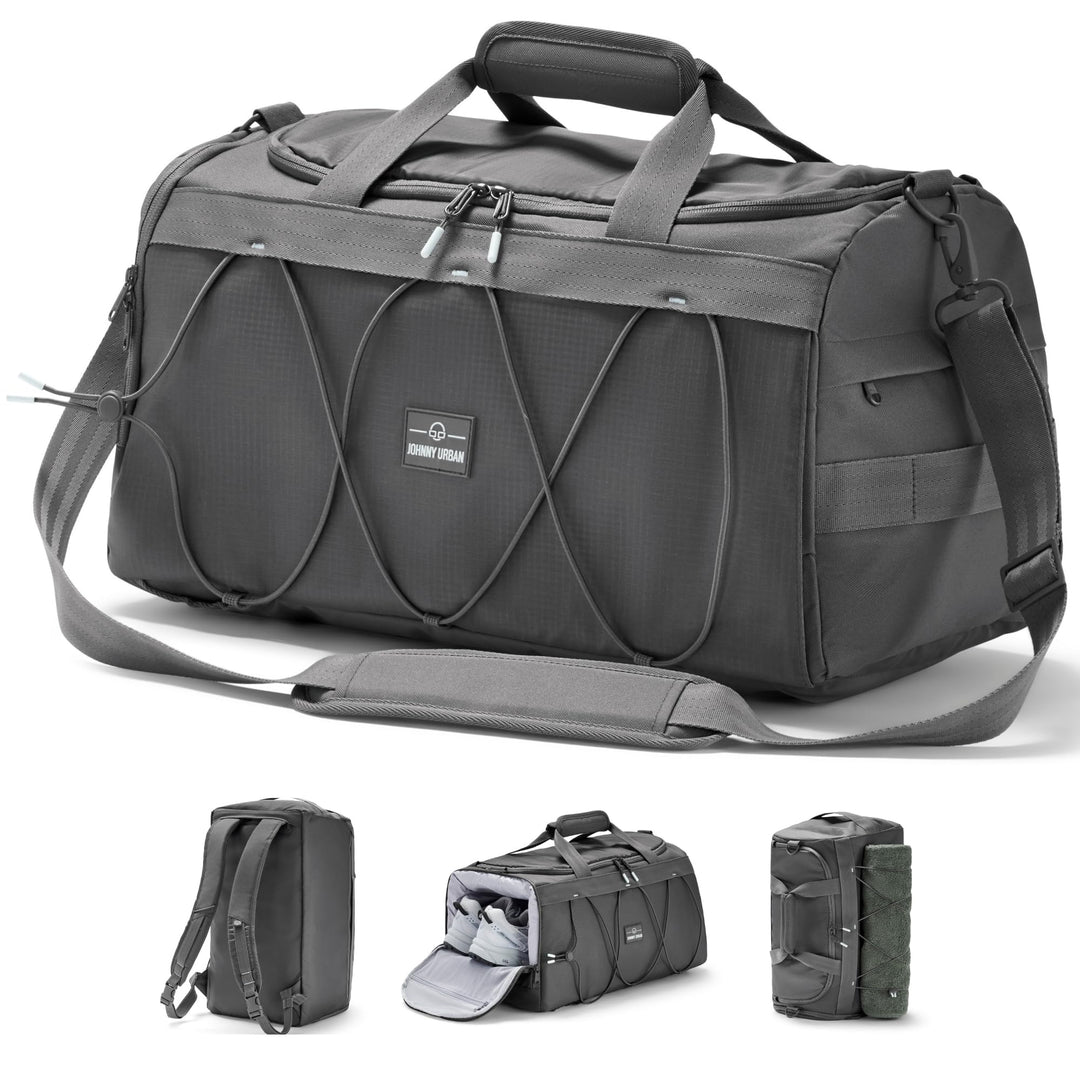 Johnny Urban Sporttasche Herren & Damen Grau - Shawn - 2 in 1 Tasche mit Rucksackfunktion für Reise