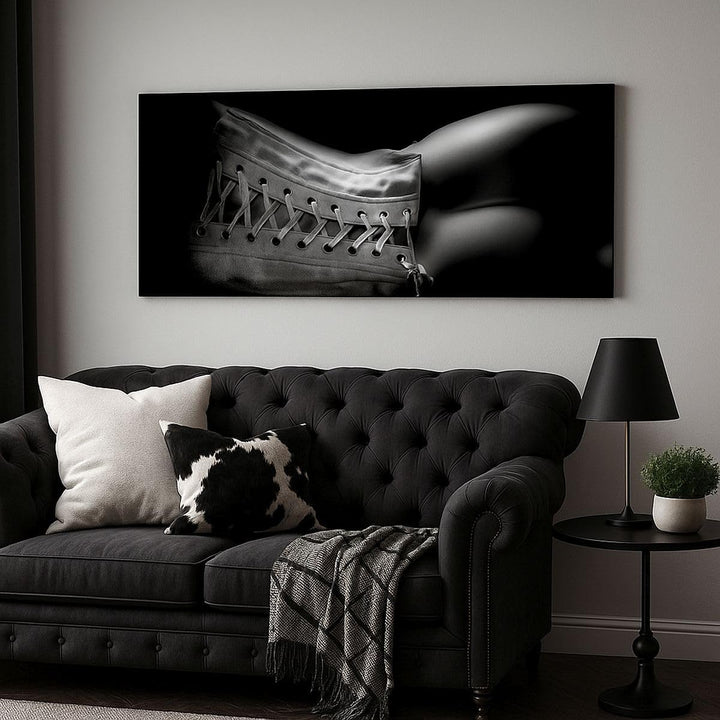 Bilder auf Leinwand 100x40cm Leinwandbild Weiblicher Körper Leder Korsett Frau Gross Wanddeko Bild S