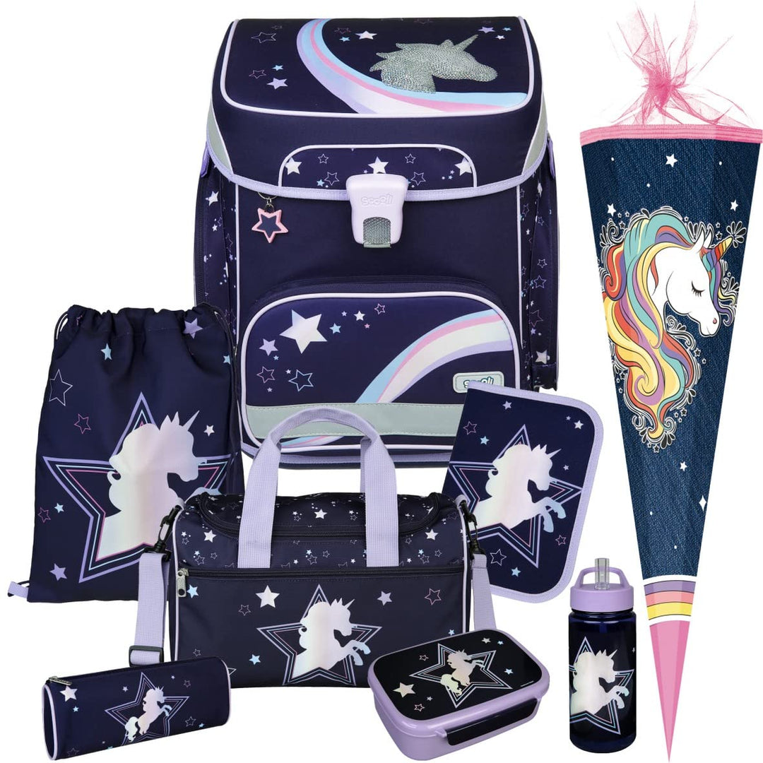 Dreamland - Einhorn SCOOLI Undercover EasyFit Schulranzen-Set 9tlg. mit Sporttasche, BROTDOSE, TRINK