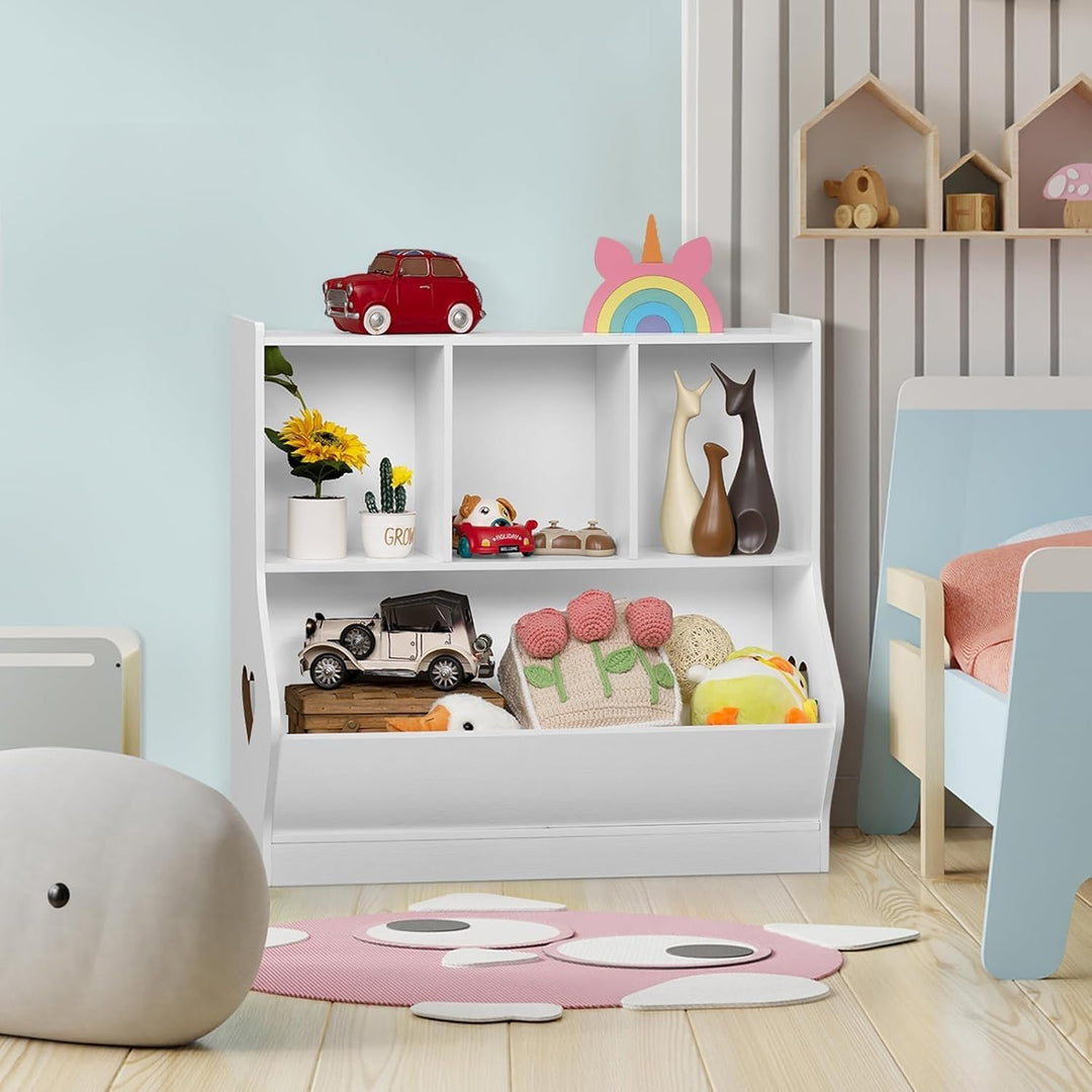 LELELINKY Bücherregal Kinder mit 4 Ablagefächer, 80 x 38 x 77 cm,Weiss | Kinder Bücherregal , Grosse