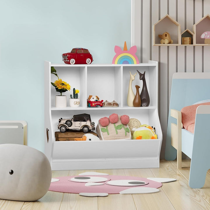 LELELINKY Bücherregal Kinder mit 4 Ablagefächer, 80 x 38 x 77 cm,Weiss | Kinder Bücherregal , Grosse