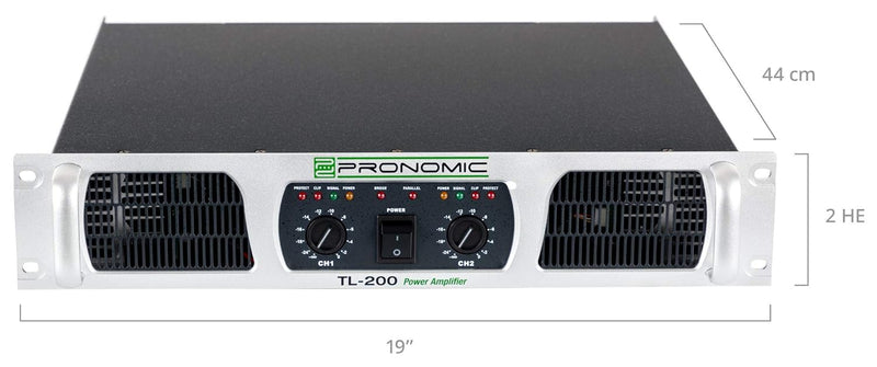 Pronomic TL-200 Endstufe - Stereo-Leistungsverstärker mit 2x 500 Watt an 2 Ohm - Lüfter Temperaturge