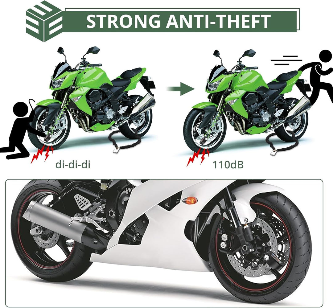 EYPINS Bremsscheibenschloss Motorrad Alarm 110dB, Scheibenschloss Motorradschloss mit 1,2m Erinnerun