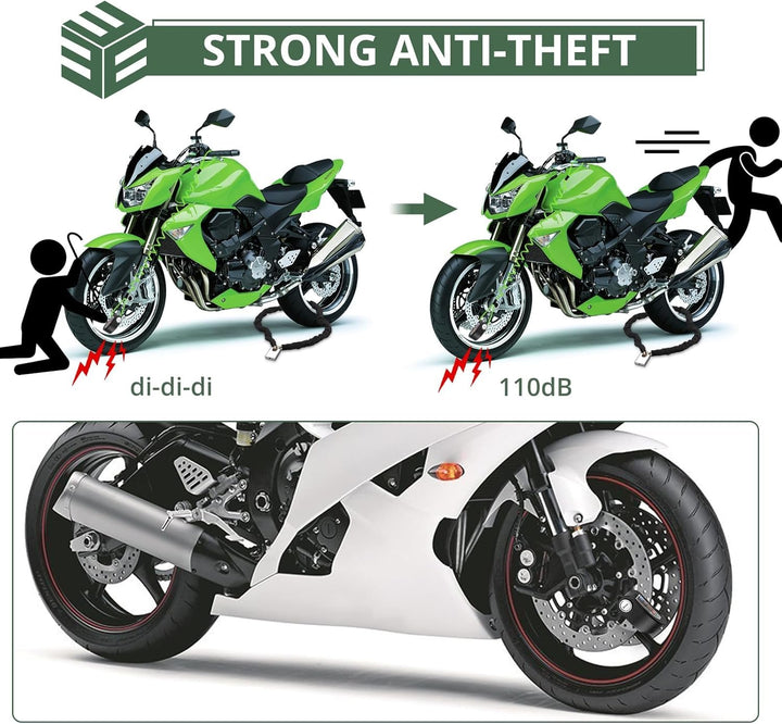 EYPINS Bremsscheibenschloss Motorrad Alarm 110dB, Scheibenschloss Motorradschloss mit 1,2m Erinnerun