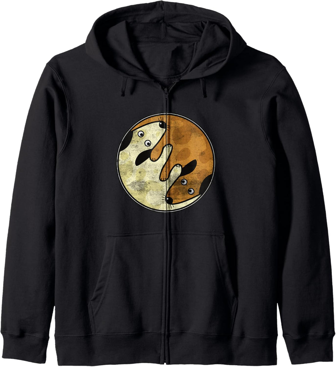 Yin Yang Hunde Design Meditation Yoga Yinyang Distressed Kapuzenjacke