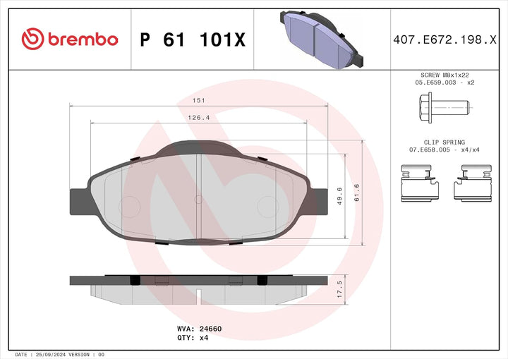 BREMBO P 61 101X Bremsbeläge