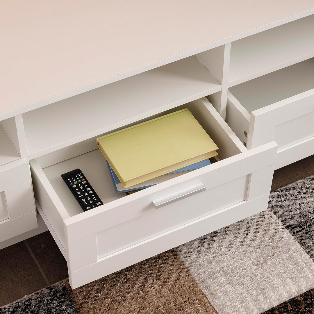 Baroni Home TV-Schrank mit 3 Regalen und 3 Schubladen, Loch für Kabeldurchführung aus MDF, TV-Konsol