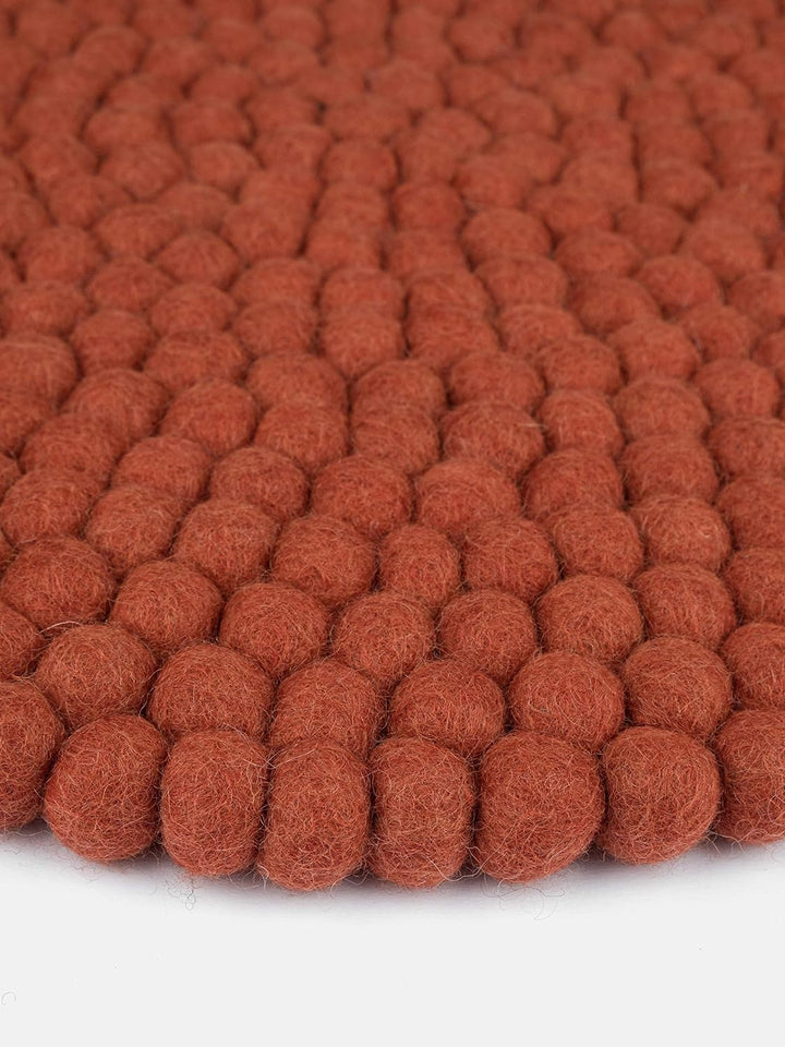 myfelt Filzkugel-Sitzauflage/Stuhlauflage - Lora - rund, 36 cm, Rostrot, Rostrot