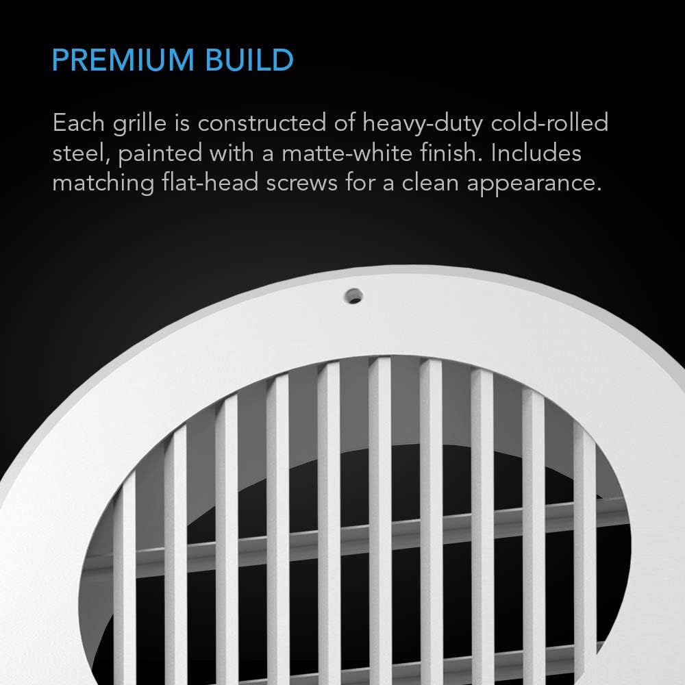 AC Infinity Wandgitter für 150 mm Lüftungsschläuche – Weisses Metall-Lüftungsgitter für Heizung, Küh