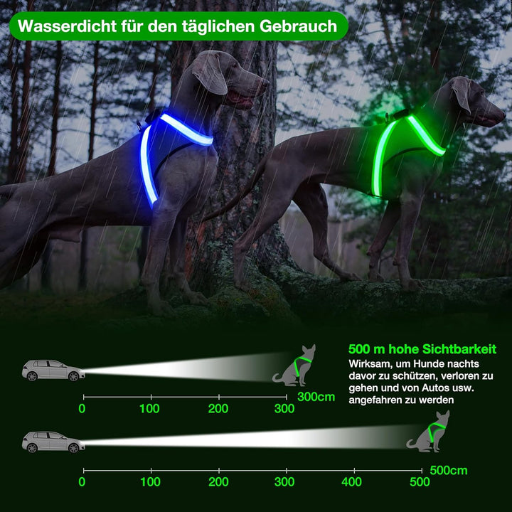 ChalkLit LED Leuchtendes Hundegeschirr USB Wiederaufladbares Vollständig Beleuchtetes Hundegeschirr