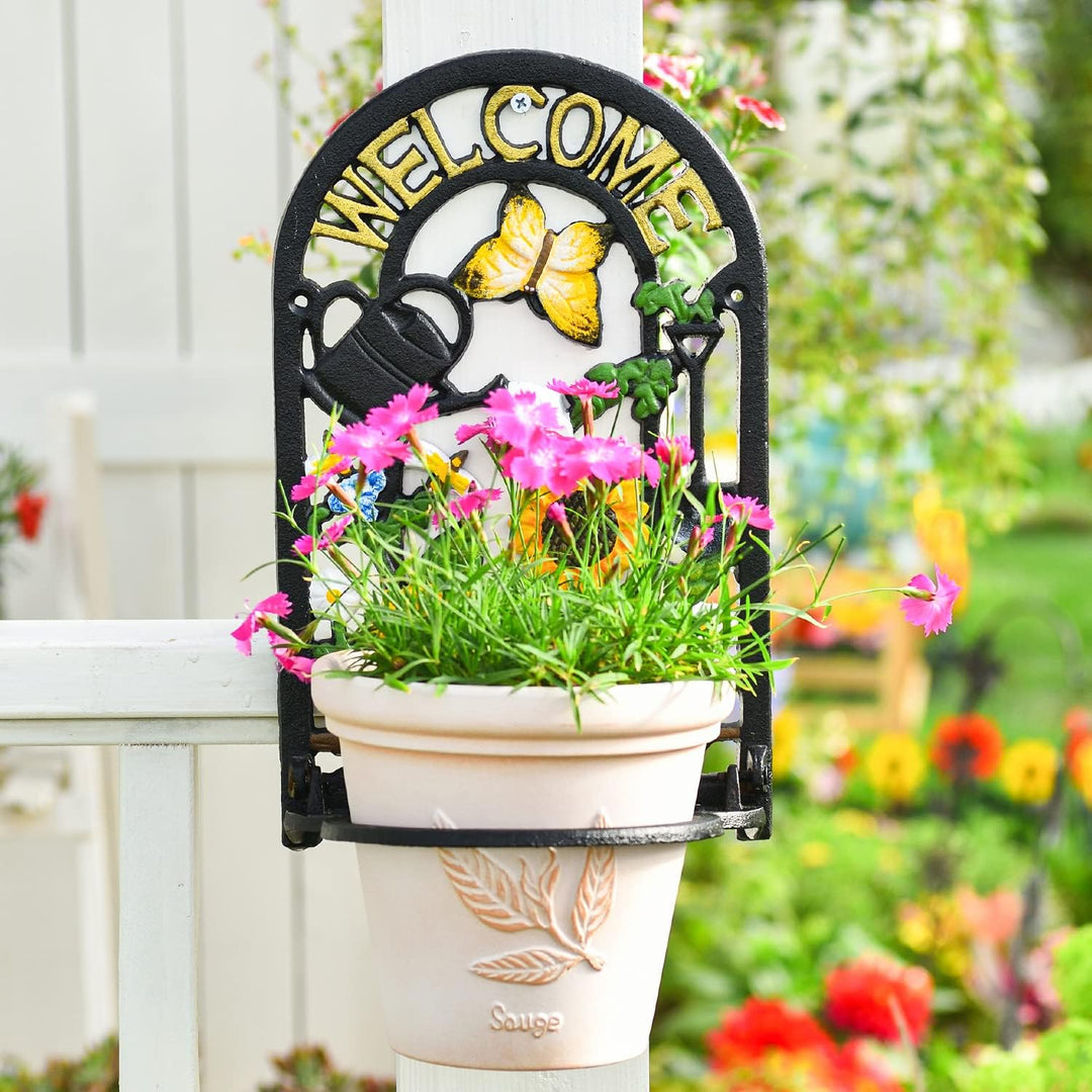 Sungmor Gusseisen-Wand-Pflanzgefässhalter – robuster Blumentopfhalter zur Wandmontage – Innen- und A