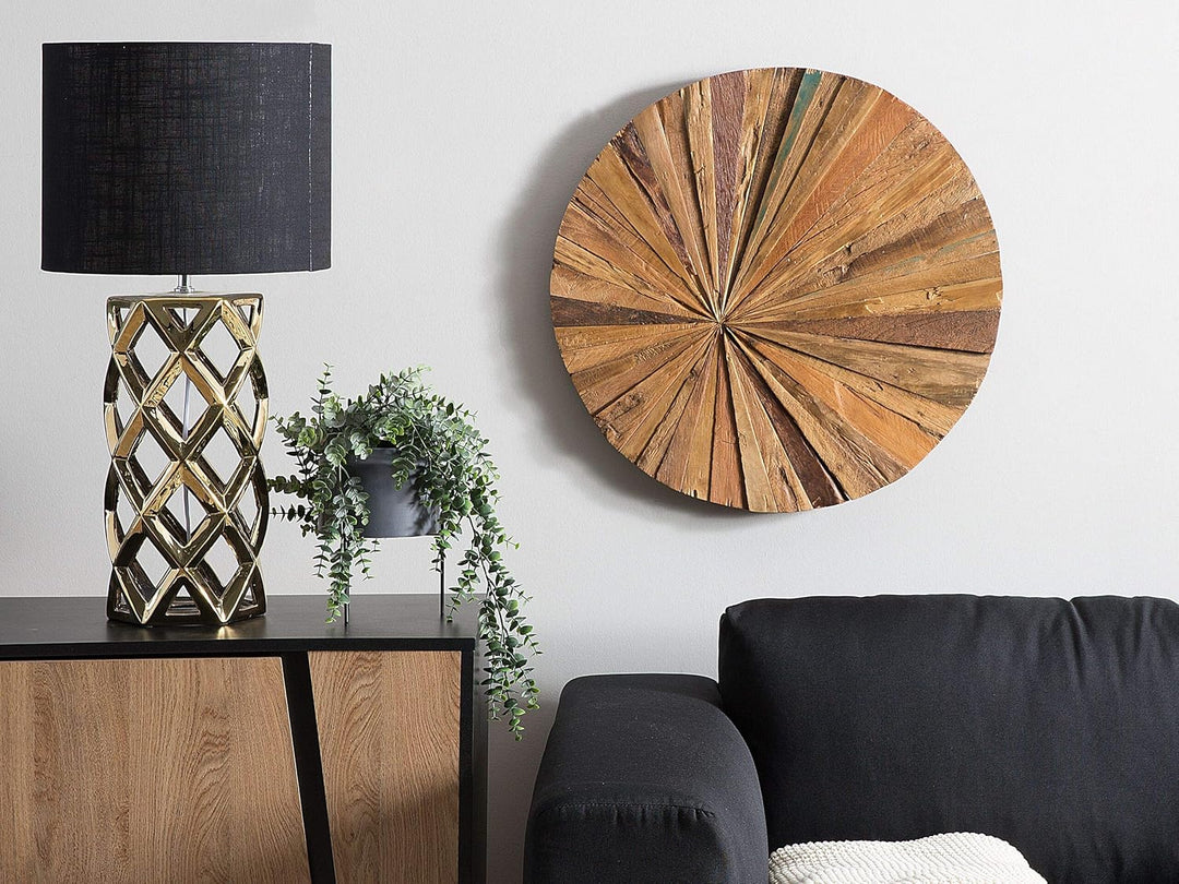 Wanddekoration Teakholz hellbraun / dunkelbraun rund ø 60 cm Modern Morelia