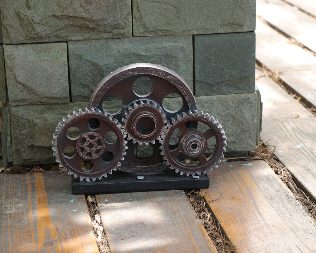 Retro Industrieller Steampunk Kunstharz Zahnrad Figur Höhe19.5cm, Kupfer Farbe, Schweres Dekoratives