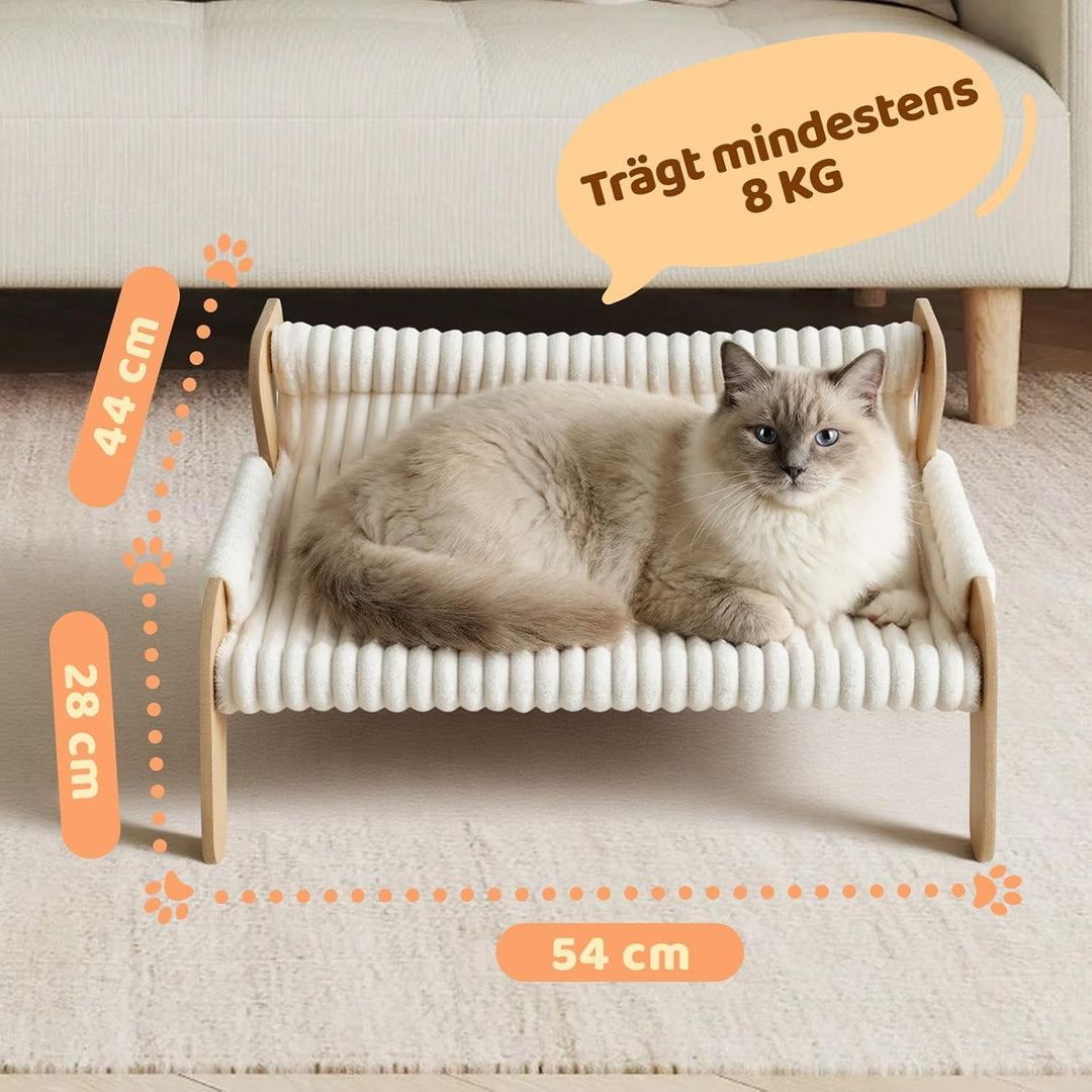 Erhöhtes Katzenbett für Katzen und Kätzchen, Katzensofa mit Abnehmbarem Waschbar Plüschdecke und Ers